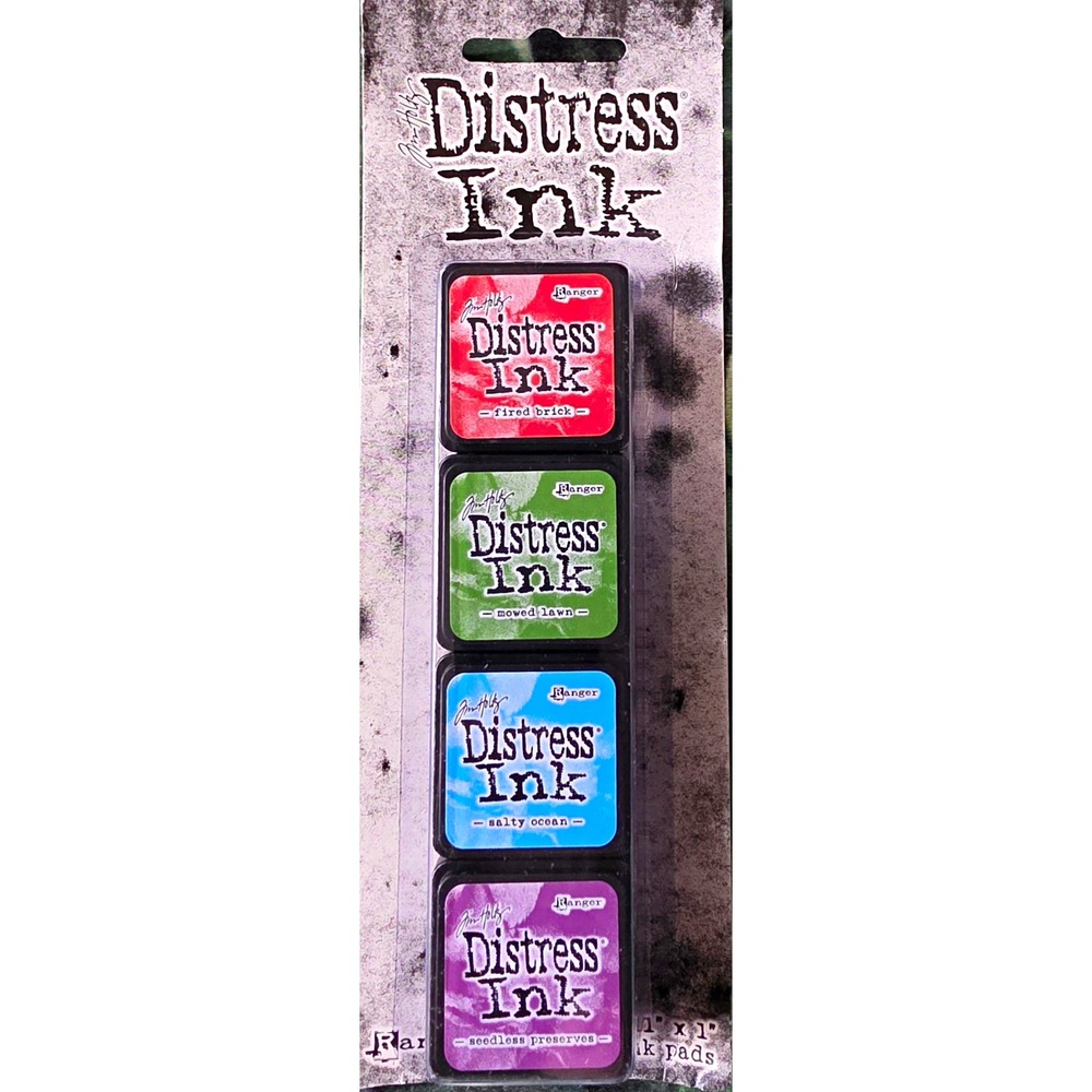 Tim Holtz Mini Distress Ink Pads Kit #2 - Fired Brick Ocean Preserves Ranger